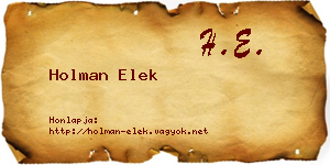Holman Elek névjegykártya